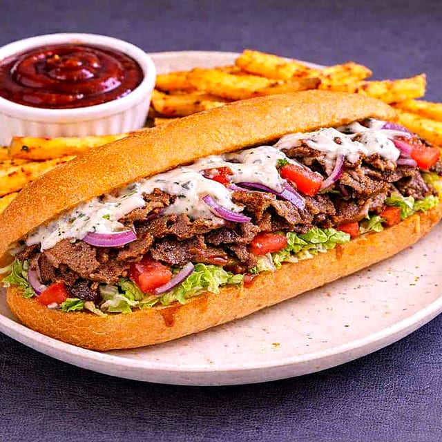 Beef & Lamb Gyro Cheesesteak.