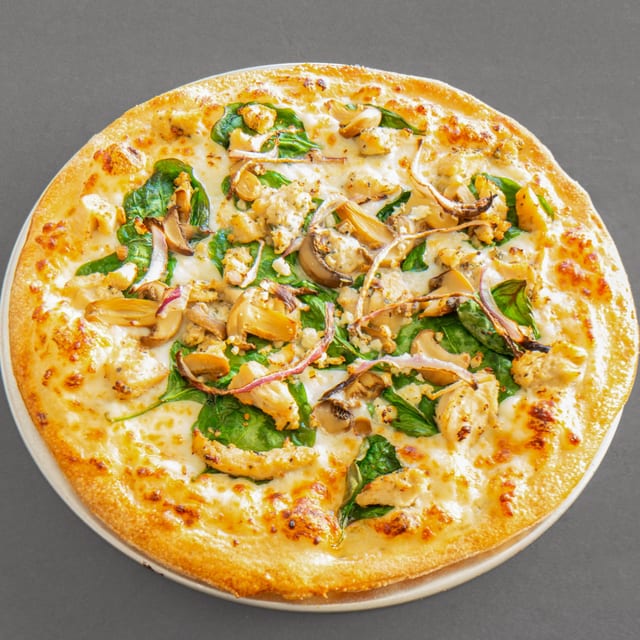 Chicken Alfredo Pizza.